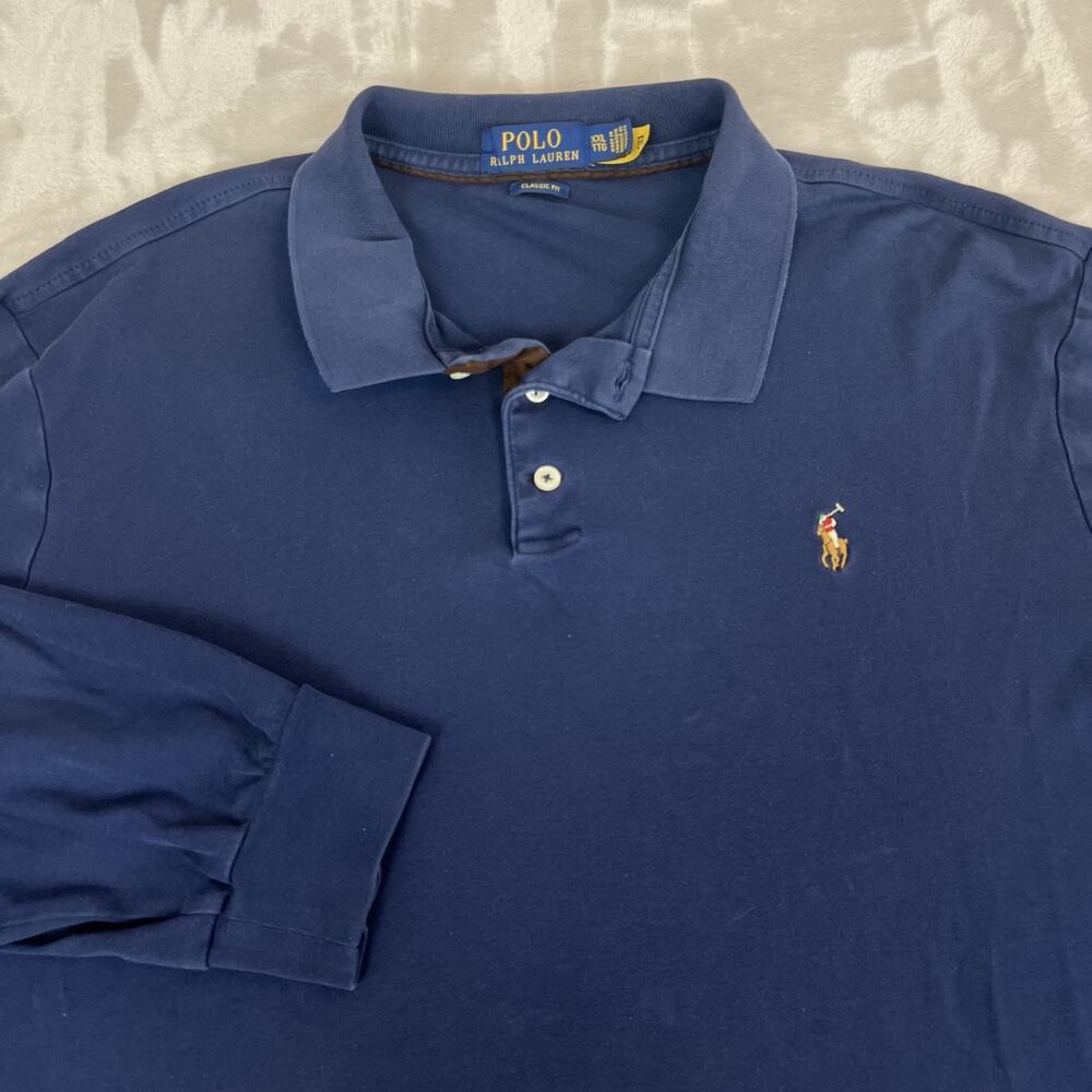 Polo Ralph Lauren Shirt Mens XXL Blue Classic Fit Cotton Polo Preppy Academia
